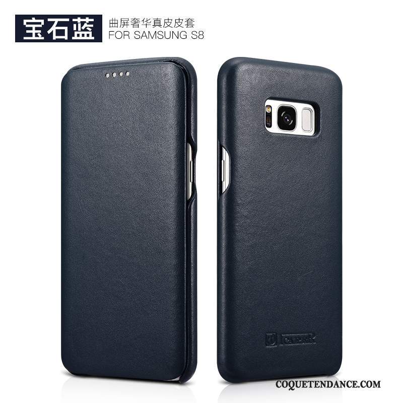 Samsung Galaxy S8+ Coque Noir De Téléphone Cuir Véritable Étui En Cuir Tendance