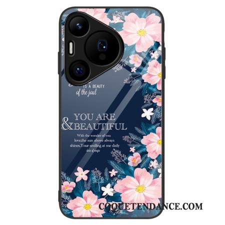 Coque Huawei Pura 70 Verre Trempé Fleurs Roses