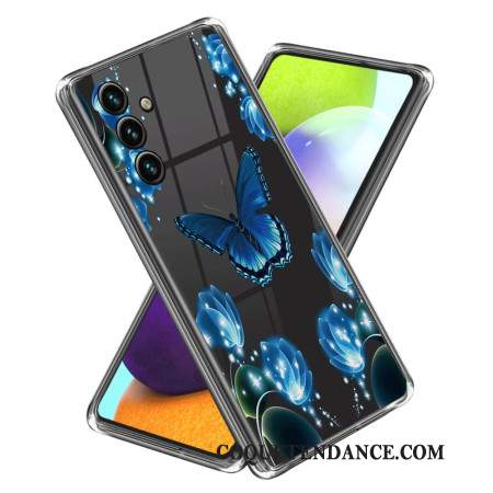 Coque Samsung Galaxy A15 5G Papillons et Fleurs Bleus