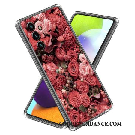 Coque Samsung Galaxy A15 Fleurs Roses et Rouge