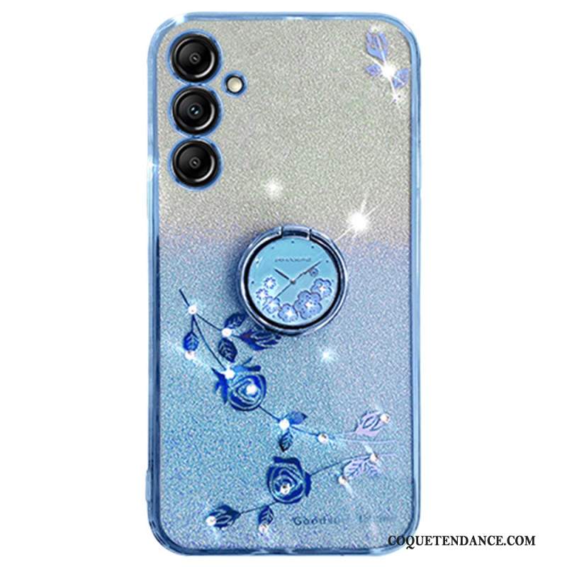 Coque Samsung Galaxy A16 4G / 5G Anneau-Support Fleurs et Strass KADEM