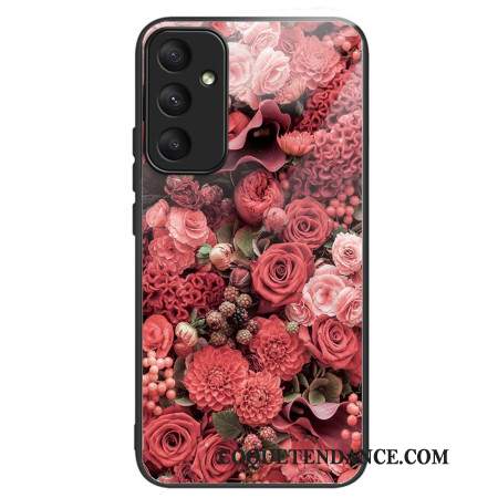 Coque Samsung Galaxy A55 5G Verre Trempé Fleurs Rouges et Roses