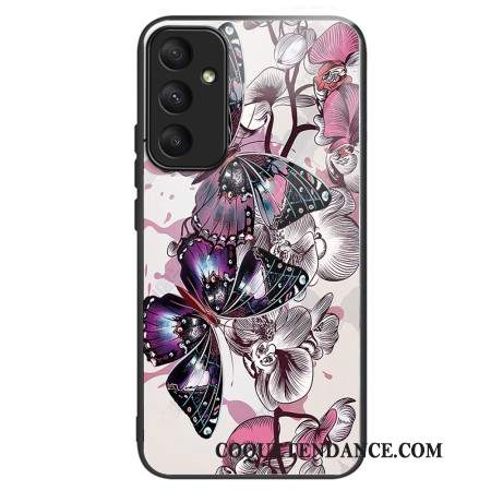 Coque Samsung Galaxy A55 5G Verre Trempé Papillons Violets