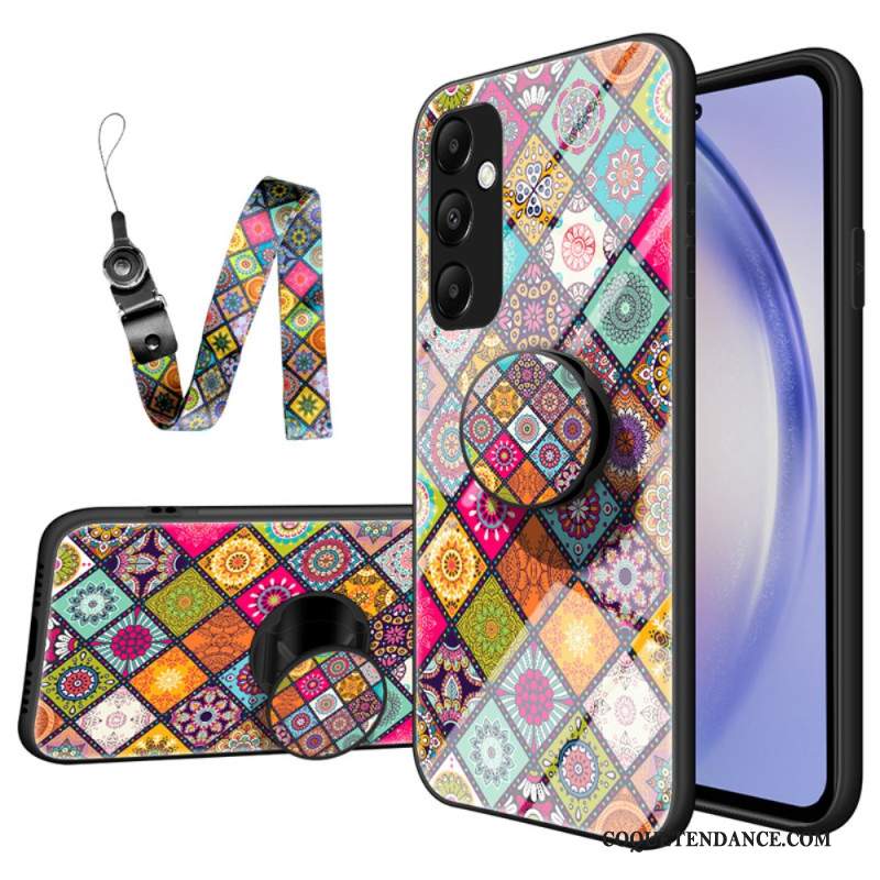 Coque Samsung Galaxy A55 5G avec Support et Lanière Patchwork