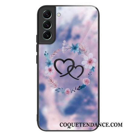 Coque Samsung Galaxy S24 5G Verre Trempé Cœurs et Fleurs