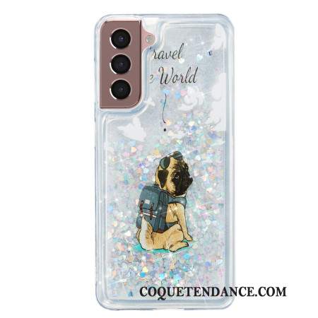 Coque Samsung Galaxy S24 Plus 5G Paillettes Liquides Chien