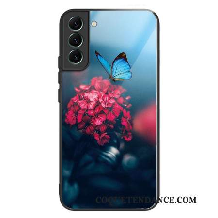 Coque Samsung Galaxy S24 Plus 5G Verre Trempé Fleur et Papillon