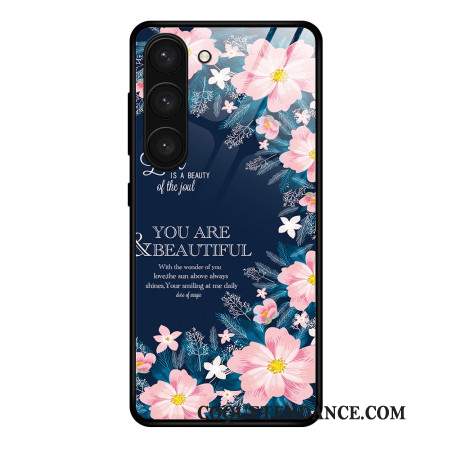 Coque Samsung Galaxy S24 Plus 5G Verre Trempé Fleurs Roses