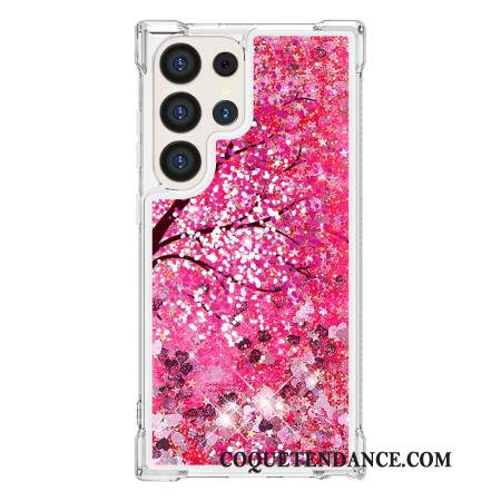 Coque Samsung Galaxy S24 Ultra 5G Paillettes Fleurs de Cerisier