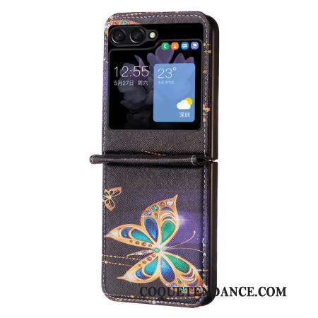 Coque Samsung Galaxy Z Flip 5 Papillons Dorés