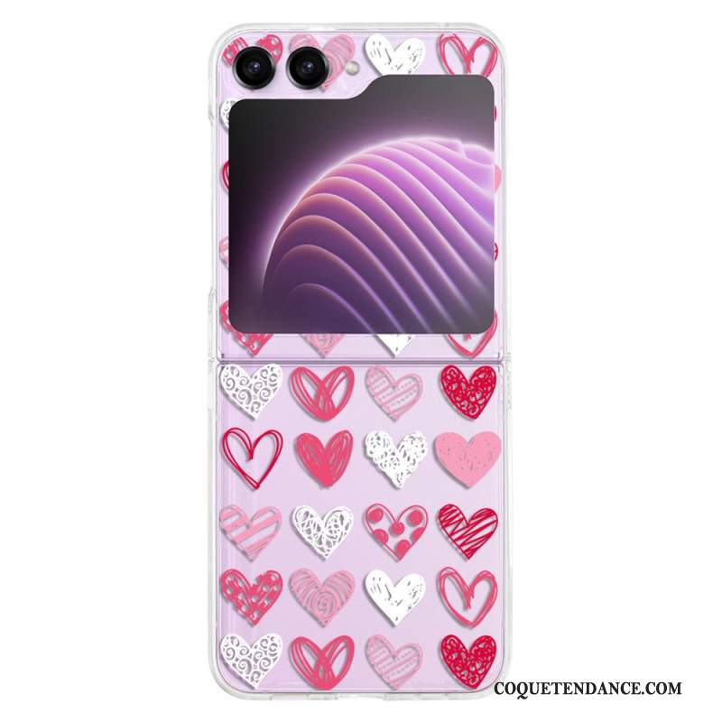 Coque Samsung Galaxy Z Flip 5 Transparente Coeurs