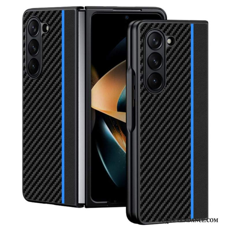 Coque Samsung Galaxy Z Fold 5 Fibre de Carbone et Microfibre Line