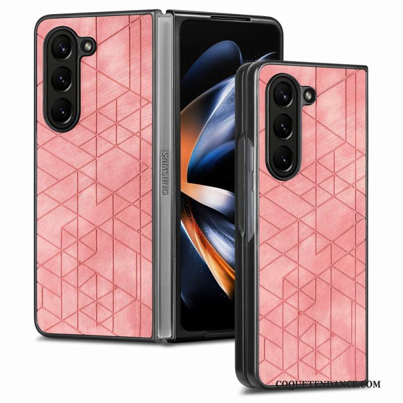 Coque Samsung Galaxy Z Fold 5 Simili Cuir Motifs Géométriques