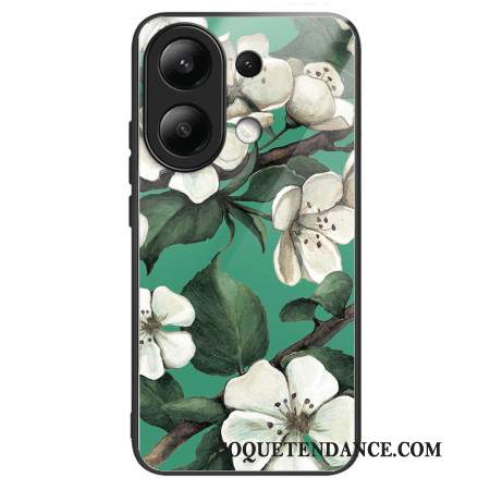 Coque Xiaomi Redmi Note 13 4G Verre Trempé Fleurs Blanches