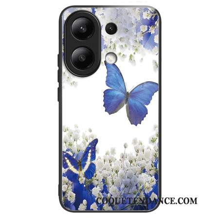 Coque Xiaomi Redmi Note 13 4G Verre Trempé Papillons Bleus