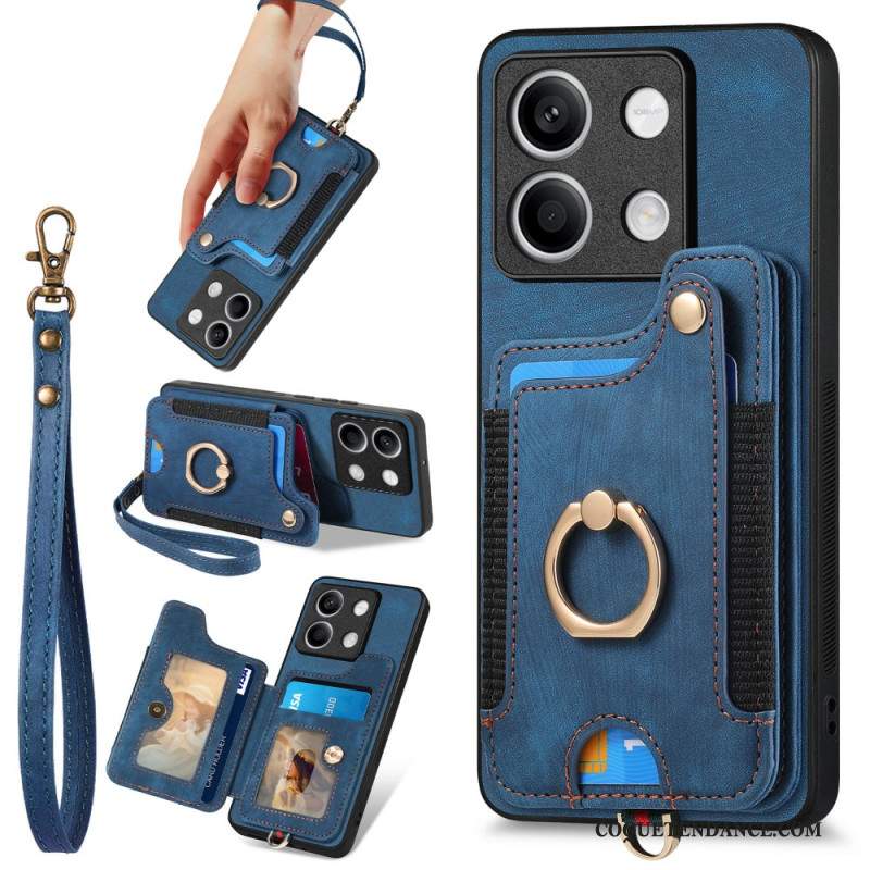 Coque Xiaomi Redmi Note 13 4G Vintage avec Porte-Cartes et Lanière