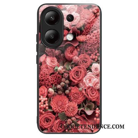 Coque Xiaomi Redmi Note 13 4GVerre Trempé Fleurs Rouges