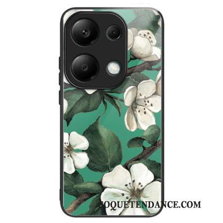 Coque Xiaomi Redmi Note 13 Pro 4G / Poco M6 Pro 4G Verre Trempé Fleurs Blanches