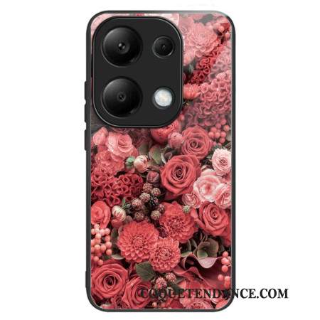 Coque Xiaomi Redmi Note 13 Pro 4G / Poco M6 Pro 4G Verre Trempé Fleurs Rouges et Roses