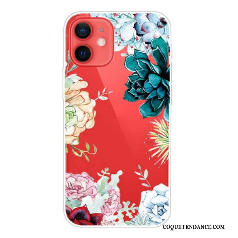 Coque iPhone 13 Mini Fleurs Aquarelle