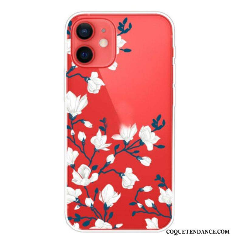 Coque iPhone 13 Mini Fleurs Blanches