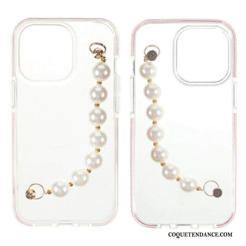 Coque iPhone 13 Pro Silicone Bracelet Perles