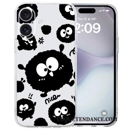 Coque iPhone 16 Bord Transparent Briquette Noire