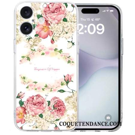 Coque iPhone 16 Bord Transparent Roses