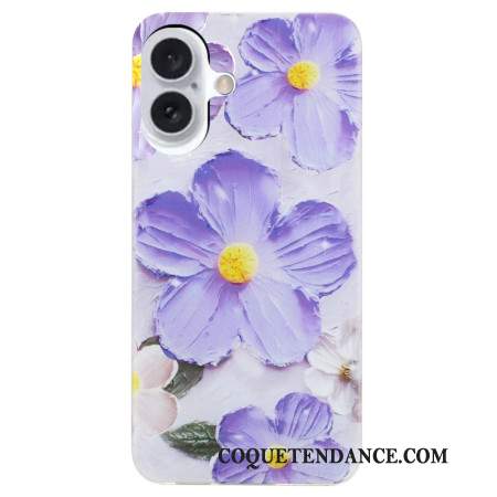 Coque iPhone 16 Fleurs Pourpres