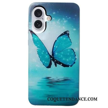 Coque iPhone 16 Papillon Bleu