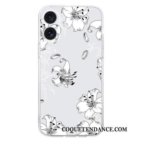 Coque iPhone 16 Plus Fleurs Blanches