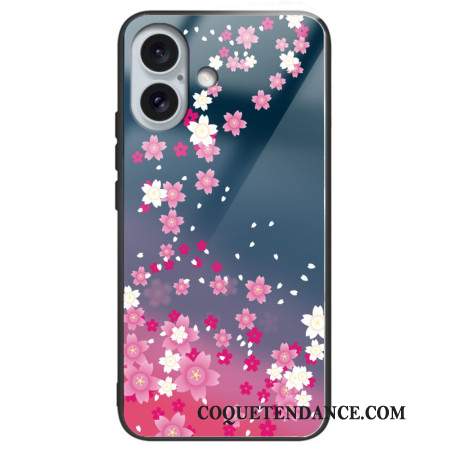 Coque iPhone 16 Plus Verre Trempé Fleurs Roses