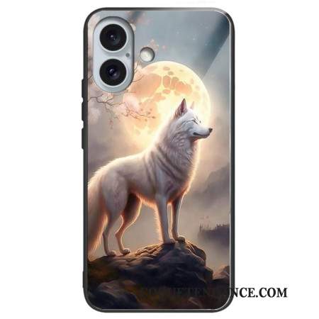 Coque iPhone 16 Plus Verre Trempé Loup au Clair de Lune