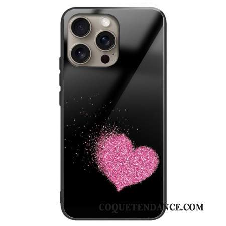 Coque iPhone 16 Pro Max Verre Trempé Coeur Rose