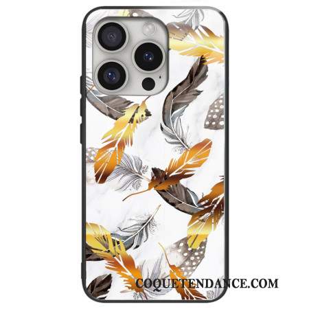 Coque iPhone 16 Pro Max Verre Trempé Feuilles Dorées