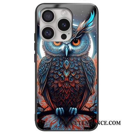 Coque iPhone 16 Pro Max Verre Trempé Hibou Imprimé