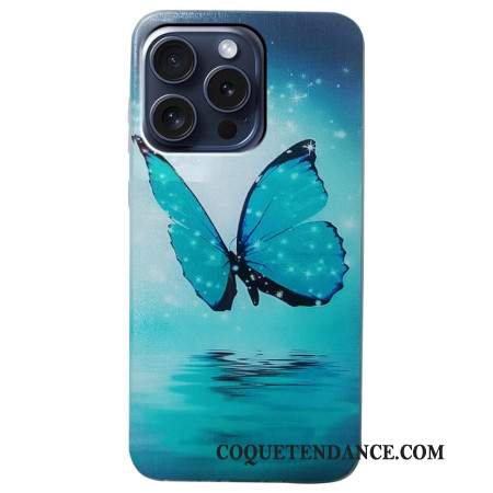 Coque iPhone 16 Pro Papillon Bleu