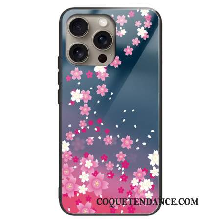 Coque iPhone 16 Pro Verre Trempé Fleurs Roses