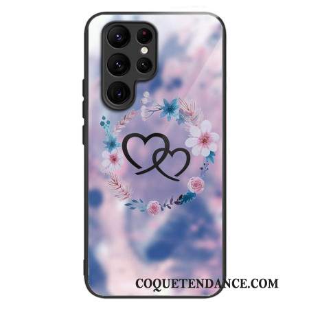 Coque pour Samsung Galaxy S24 Ultra 5G Verre Trempé Coeur à Coeur