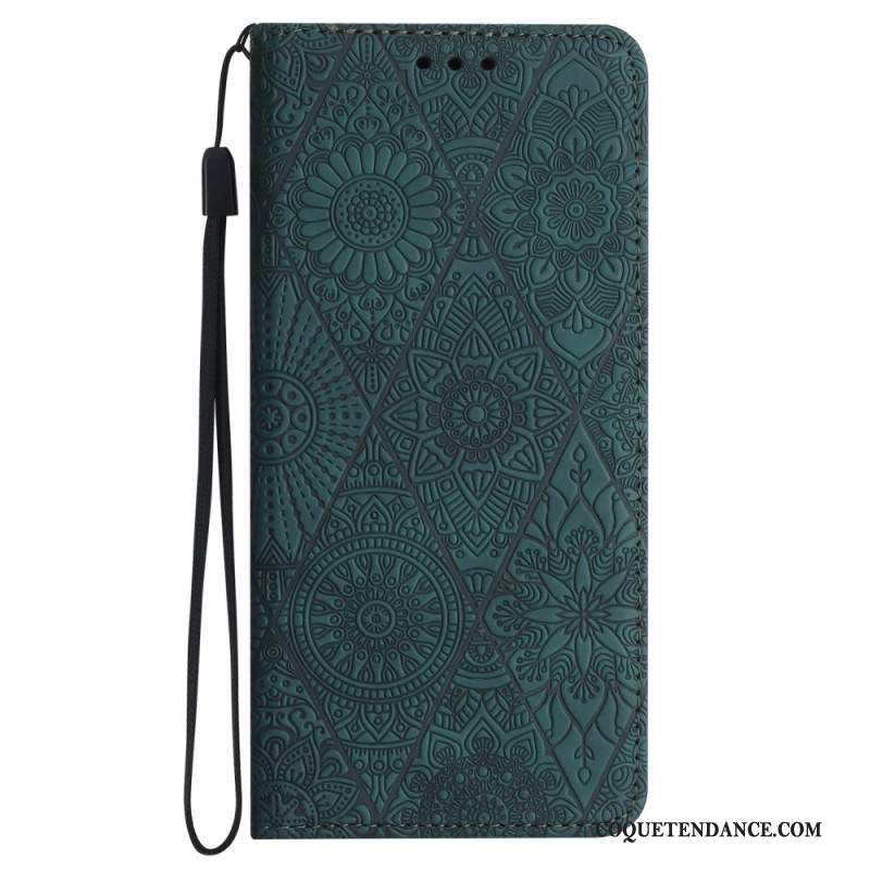 Flip Cover Samsung Galaxy A15 5G Patchwork à Lanière