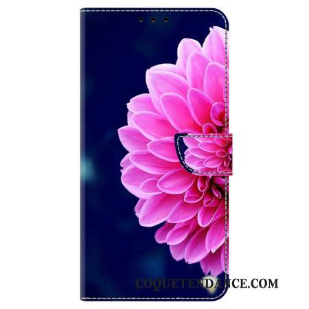 Housse Samsung Galaxy A55 5G Fleur Rose sur Fond Bleu