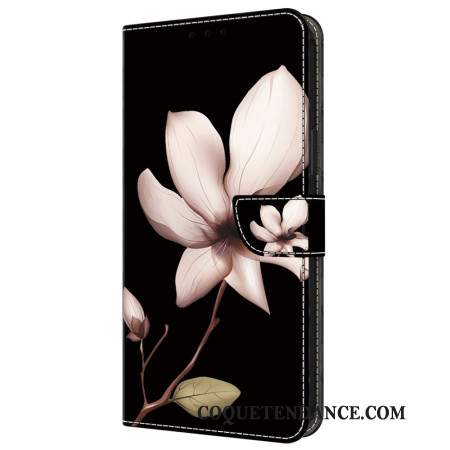 Housse Samsung Galaxy A55 5G Fleurs Roses sur Fond Noir