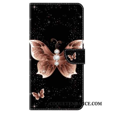 Housse Samsung Galaxy A55 5G Papillon Diamant Rose