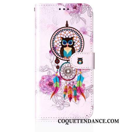 Housse Samsung Galaxy S24 5G Attrape-Rêves Hibou à Lanière