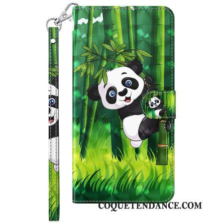 Housse Samsung Galaxy S24 5G Panda Bambou à Lanière