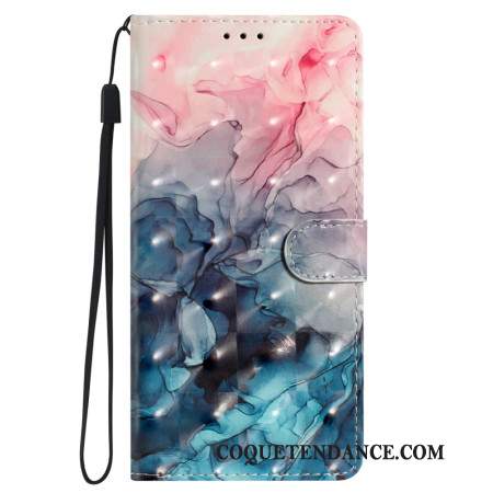 Housse Samsung Galaxy S24 Plus 5G Marbre Rose Bleu à Lanière