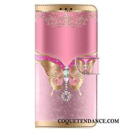 Housse Xiaomi 14 Pro Papillon Rose et Or