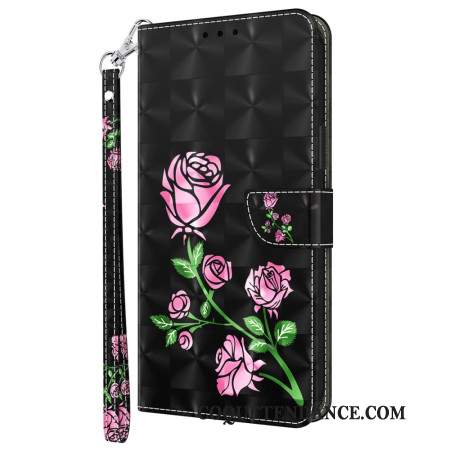 Housse Xiaomi Redmi Note 13 4G Fleurs Roses à Lanière