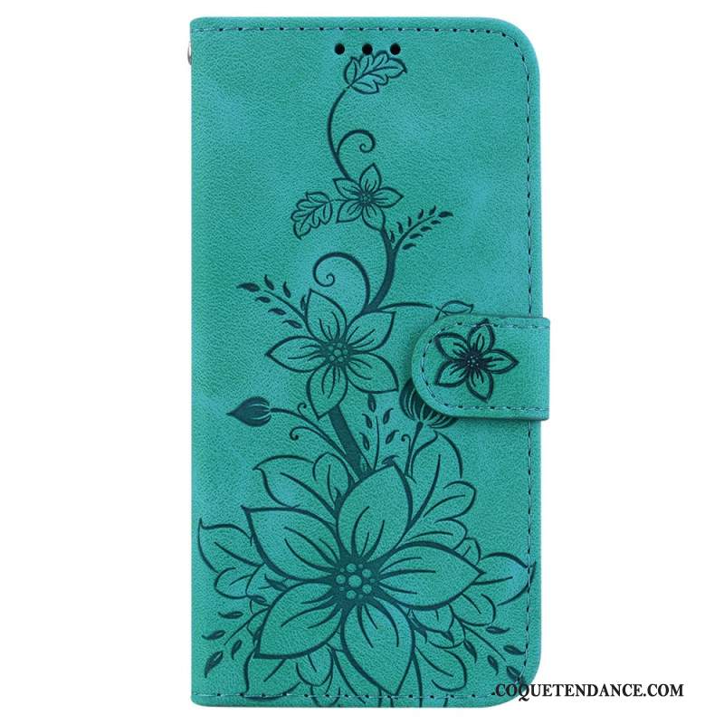 Housse iPhone 16 Motif Floral à Lanière