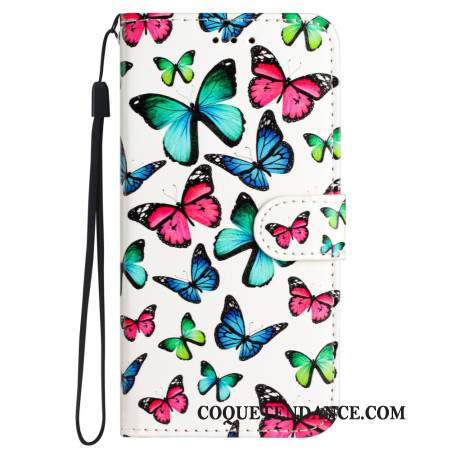 Housse iPhone 16 Motif Papillons à Lanière